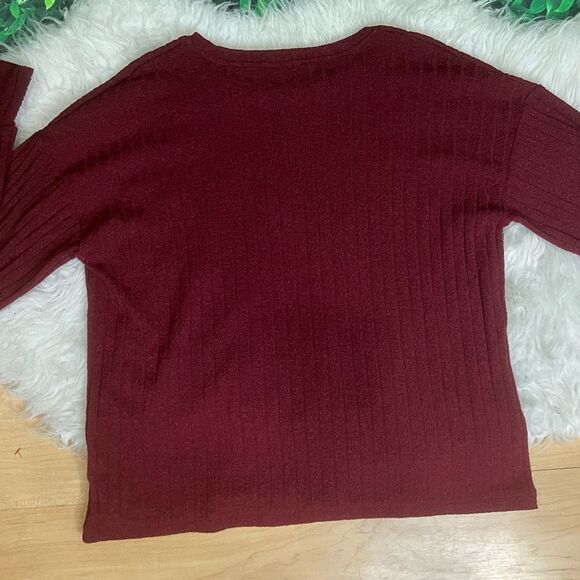Zara long sleeve burgundy blouse  top M - Picture 4 of 9